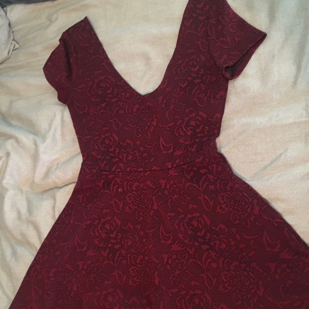 Maroon, Rose Patterned Dress